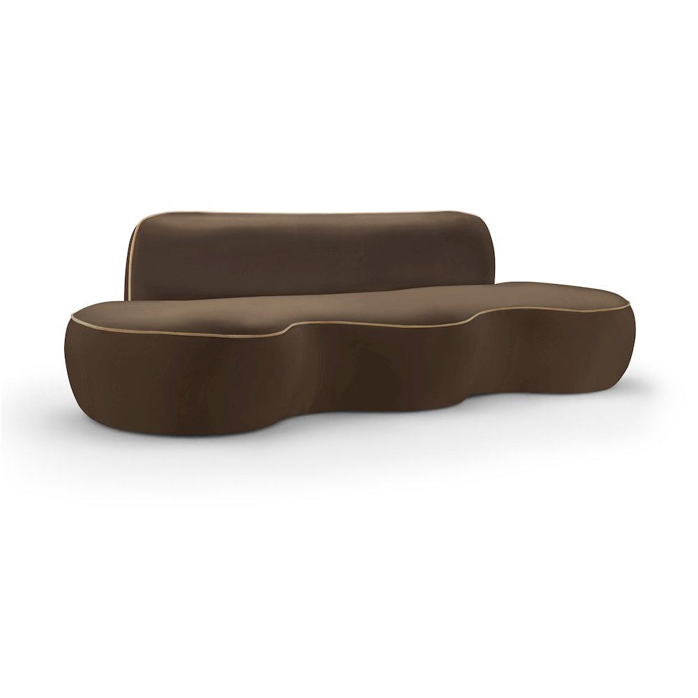 Swerve 100" Brown Velvet Upholstered Sofa
