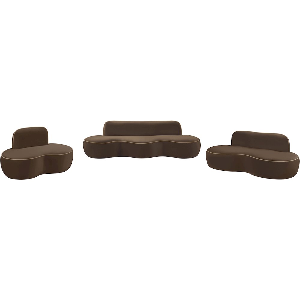 Swerve 100" Brown Velvet Upholstered Sofa
