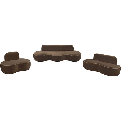 Swerve 100" Brown Velvet Upholstered Sofa