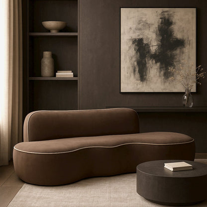 Swerve 100" Brown Velvet Upholstered Sofa