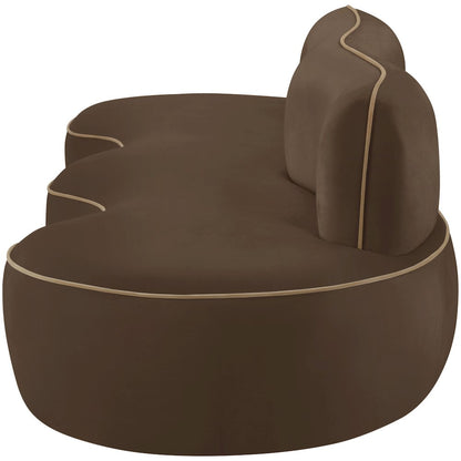 Swerve 100" Brown Velvet Upholstered Sofa