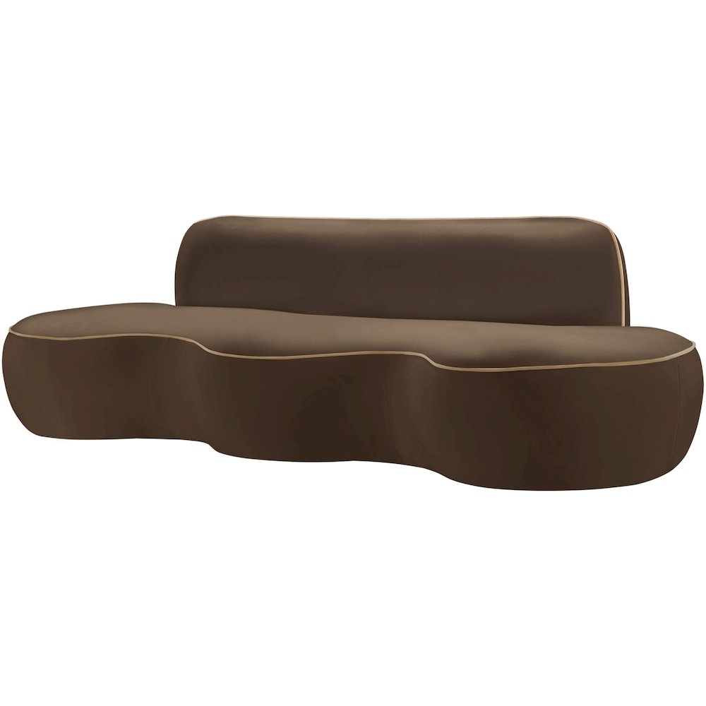 Swerve 100" Brown Velvet Upholstered Sofa