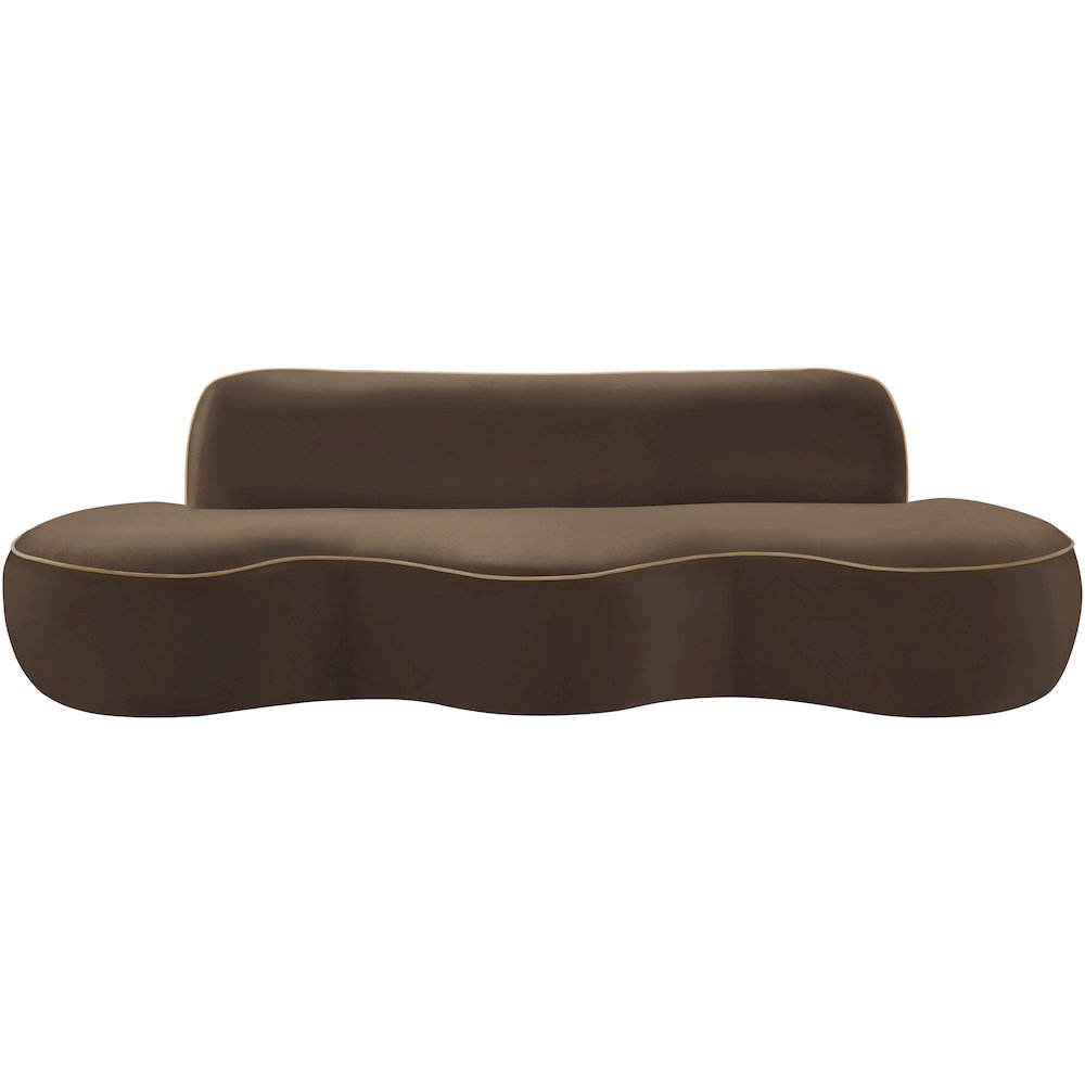 Swerve 100" Brown Velvet Upholstered Sofa