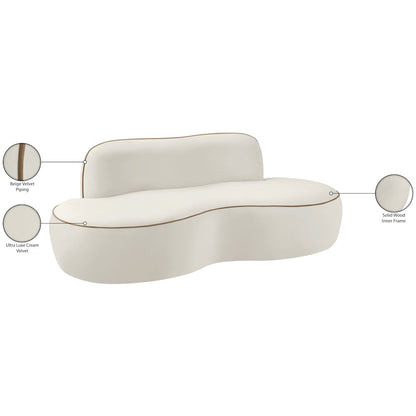 Swerve 77" Cream Velvet Upholstered Loveseat