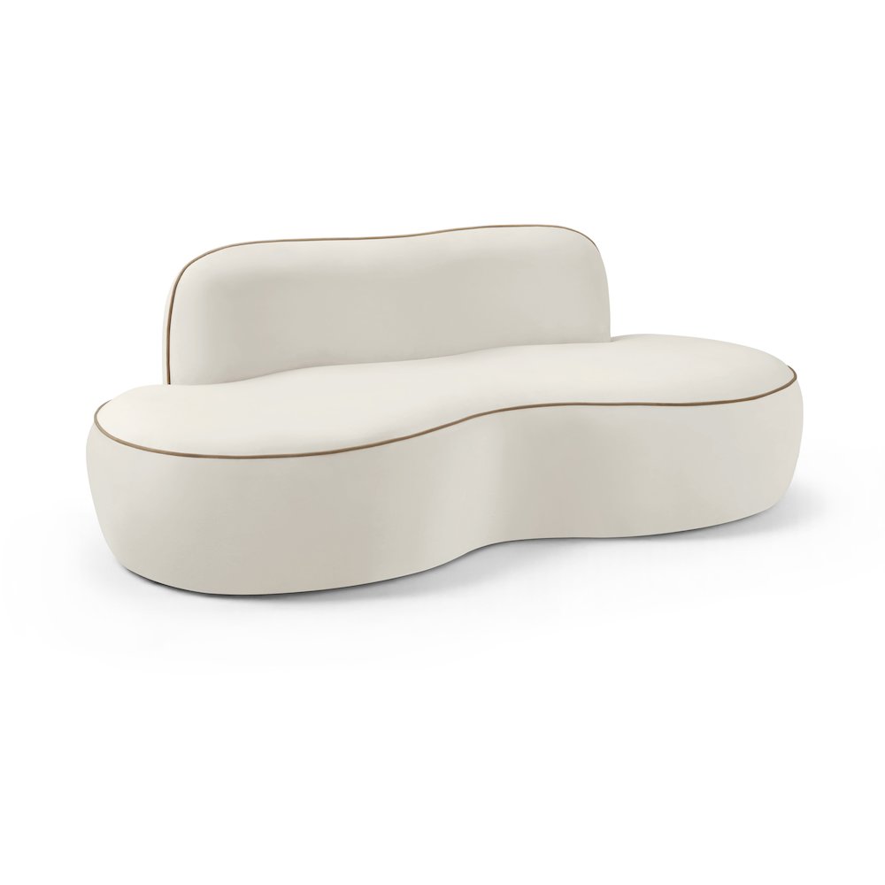 Swerve 77" Cream Velvet Upholstered Loveseat