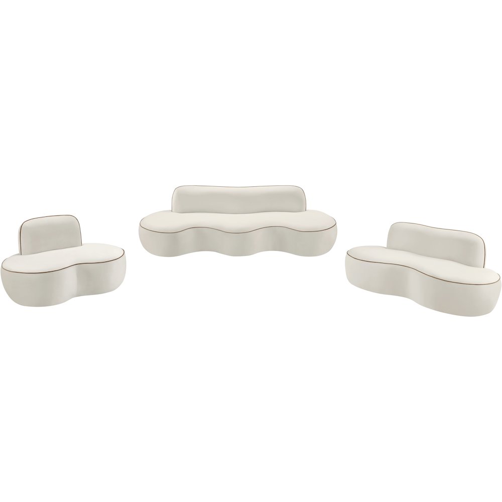 Swerve 77" Cream Velvet Upholstered Loveseat