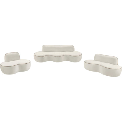 Swerve 77" Cream Velvet Upholstered Loveseat
