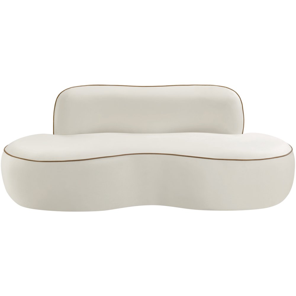 Swerve 77" Cream Velvet Upholstered Loveseat