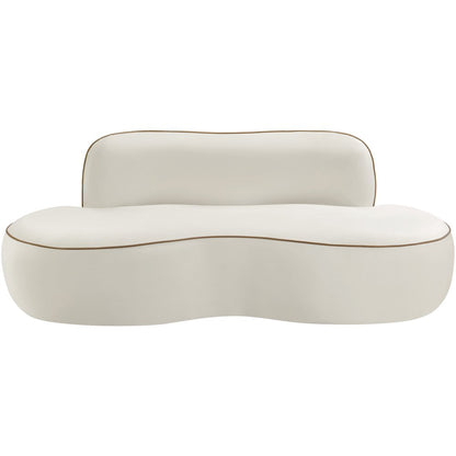 Swerve 77" Cream Velvet Upholstered Loveseat