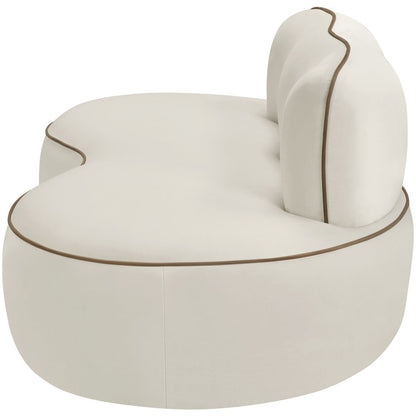 Swerve 77" Cream Velvet Upholstered Loveseat