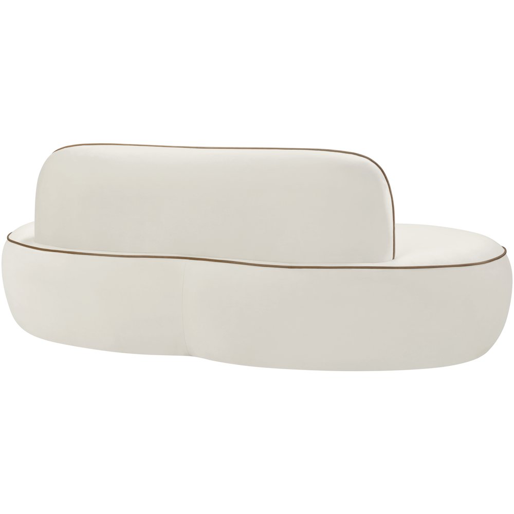 Swerve 77" Cream Velvet Upholstered Loveseat