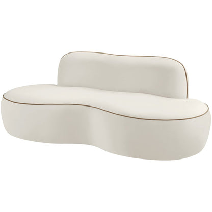 Swerve 77" Cream Velvet Upholstered Loveseat