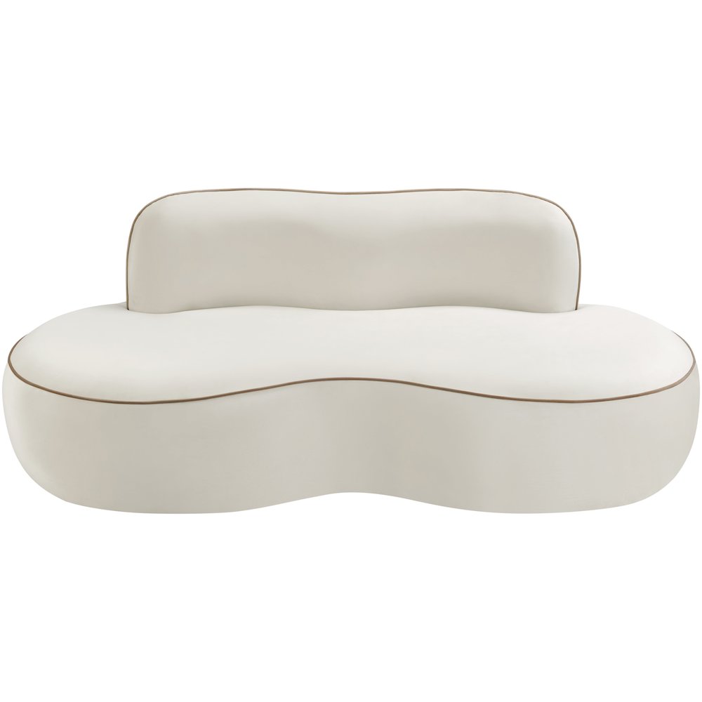 Swerve 77" Cream Velvet Upholstered Loveseat