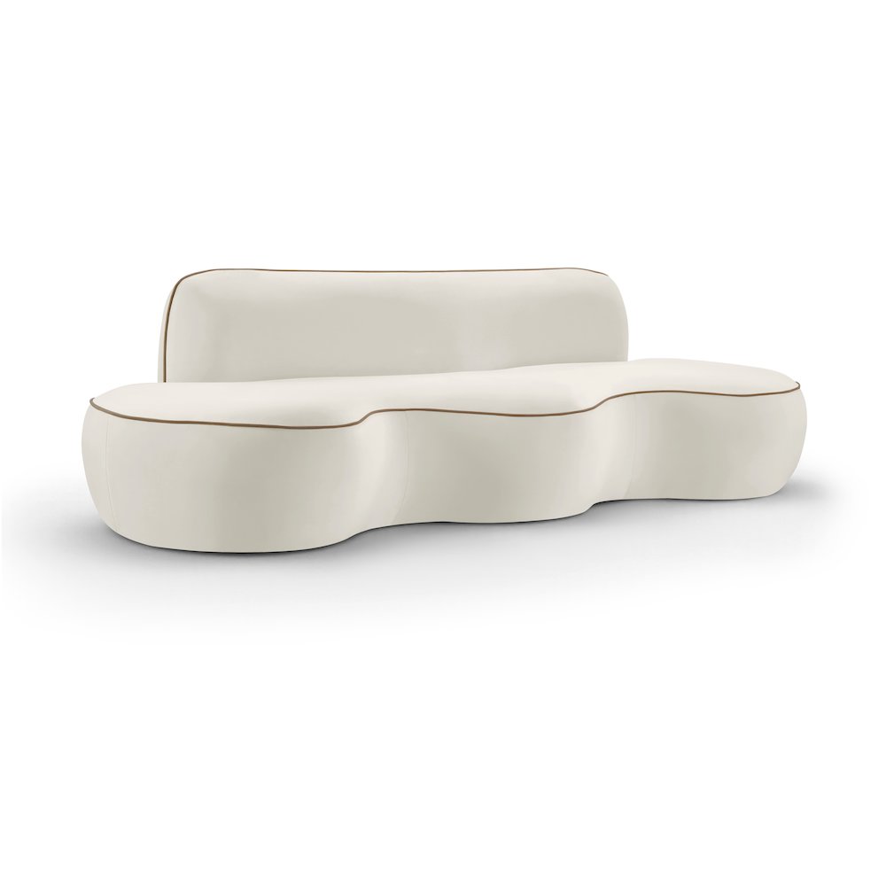 Swerve 100" Cream Velvet Upholstered Sofa
