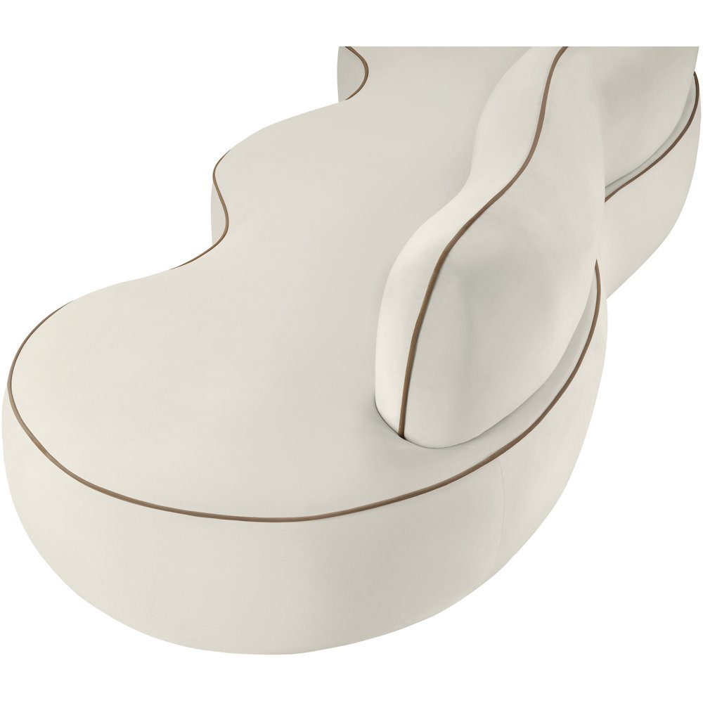 Swerve 100" Cream Velvet Upholstered Sofa