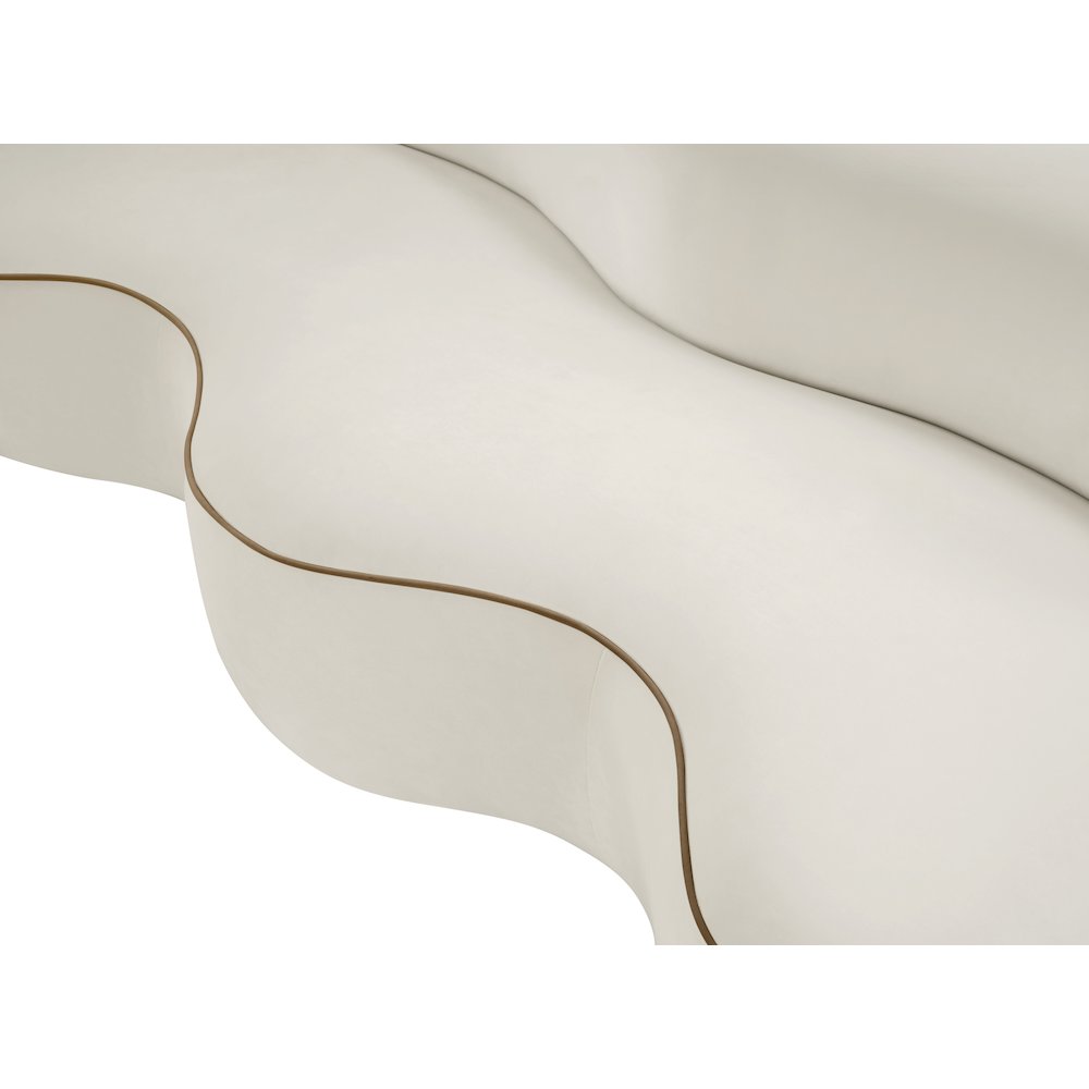 Swerve 100" Cream Velvet Upholstered Sofa