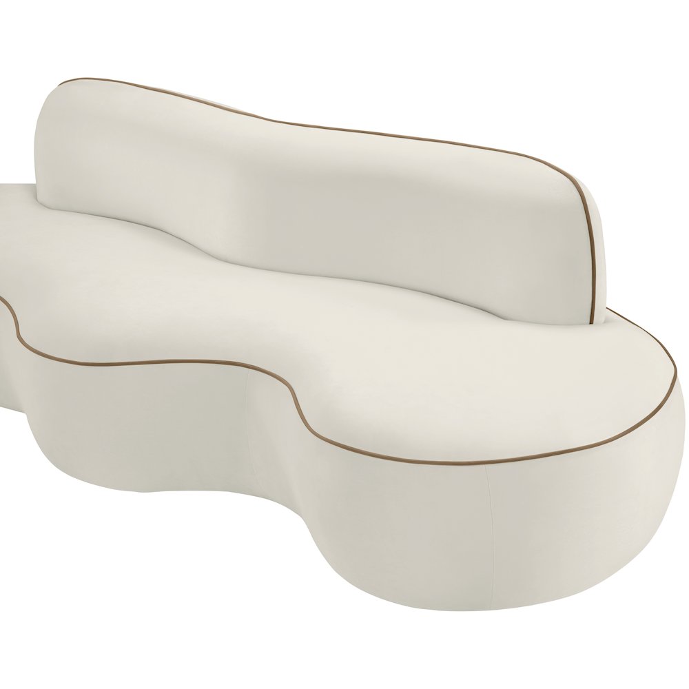 Swerve 100" Cream Velvet Upholstered Sofa