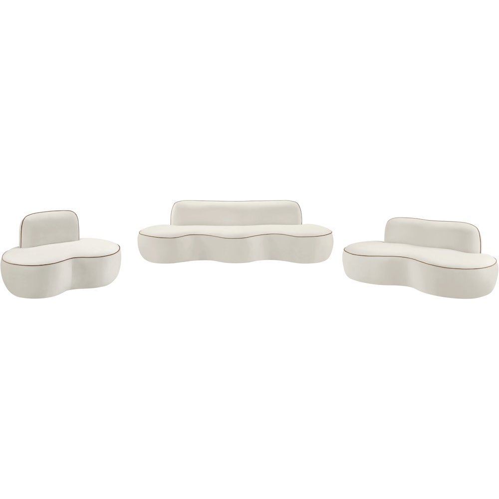 Swerve 100" Cream Velvet Upholstered Sofa