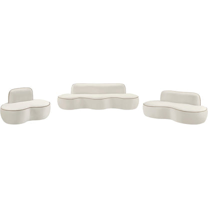 Swerve 100" Cream Velvet Upholstered Sofa