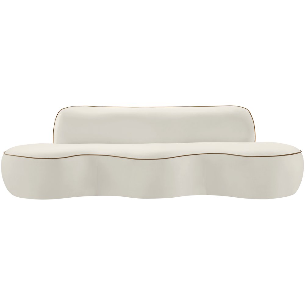 Swerve 100" Cream Velvet Upholstered Sofa