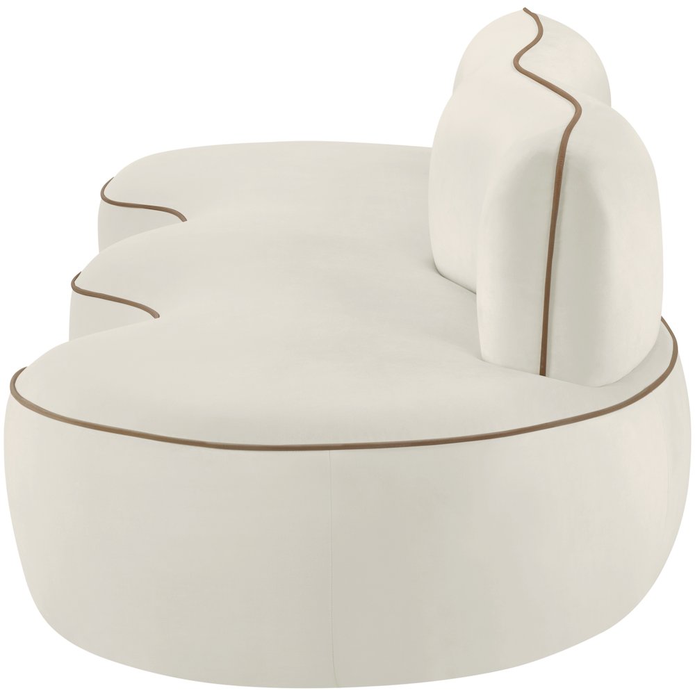Swerve 100" Cream Velvet Upholstered Sofa