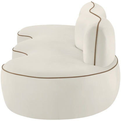 Swerve 100" Cream Velvet Upholstered Sofa