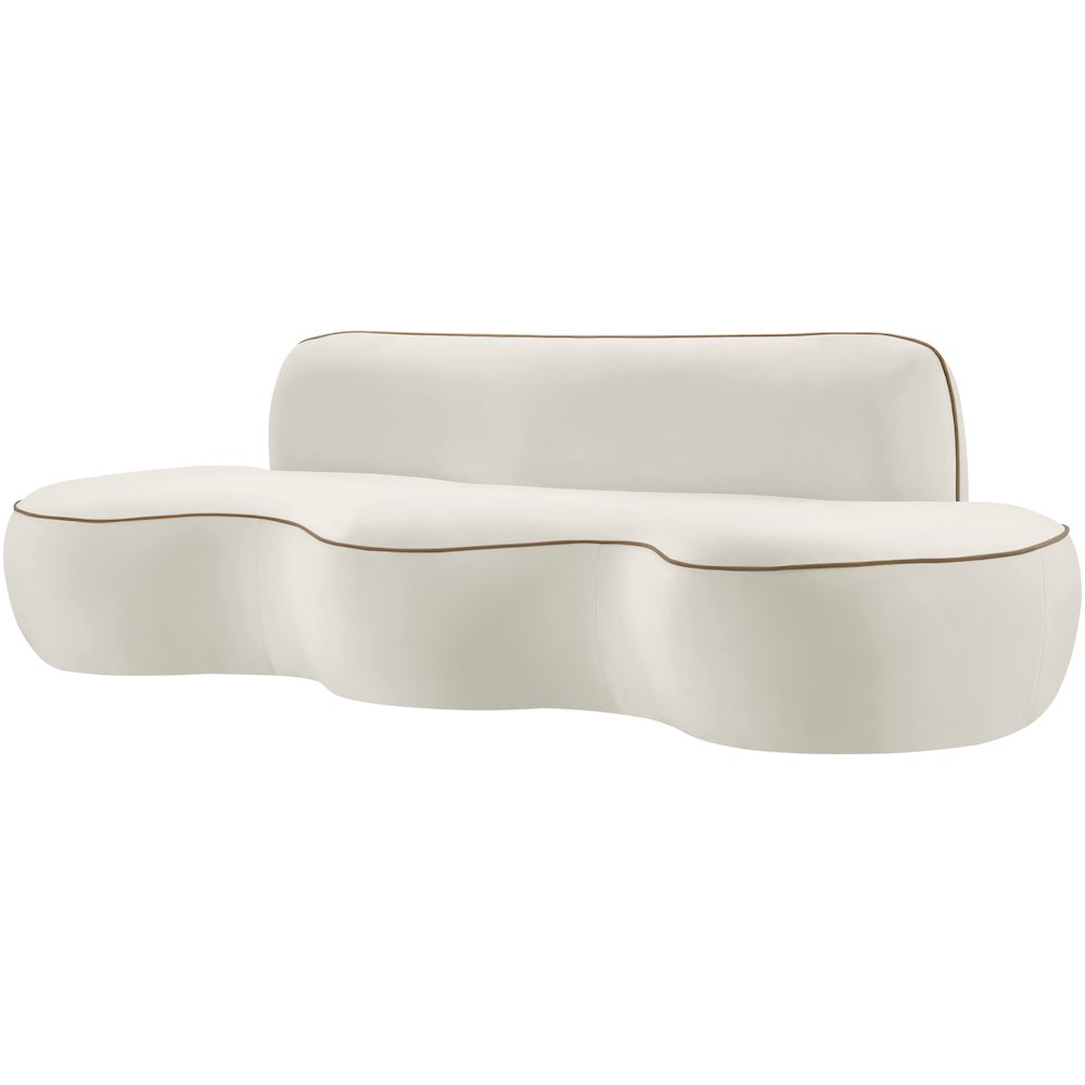 Swerve 100" Cream Velvet Upholstered Sofa