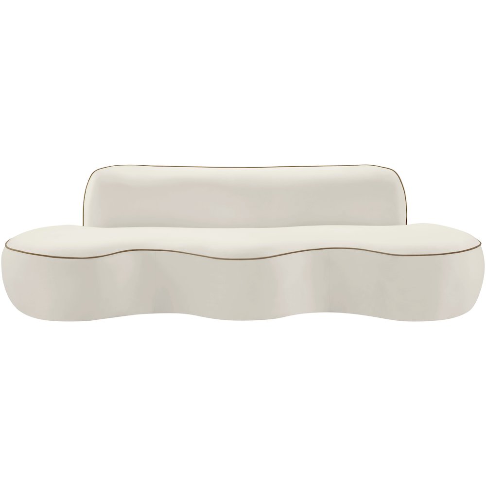 Swerve 100" Cream Velvet Upholstered Sofa