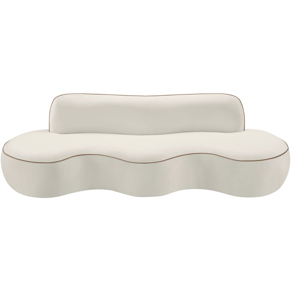 Swerve 100" Cream Velvet Upholstered Sofa