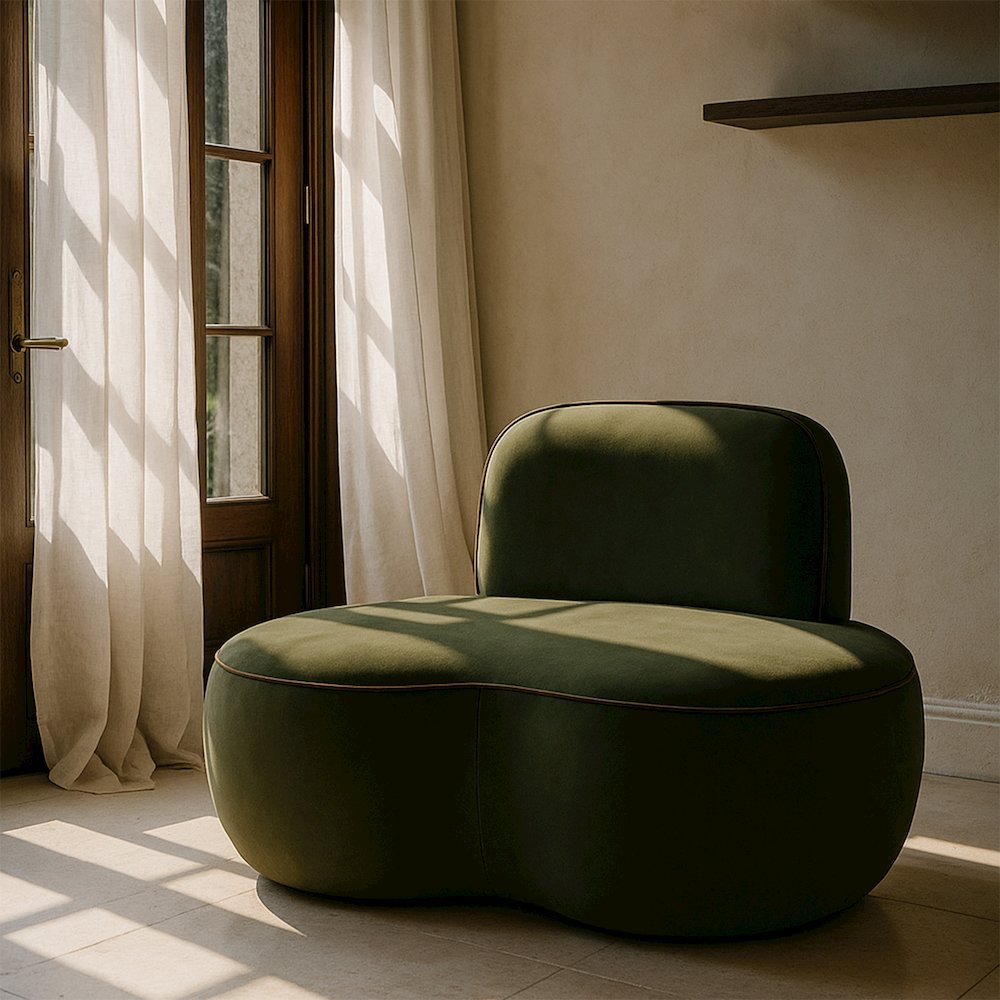 Swerve Green Velvet Upholstered Chair