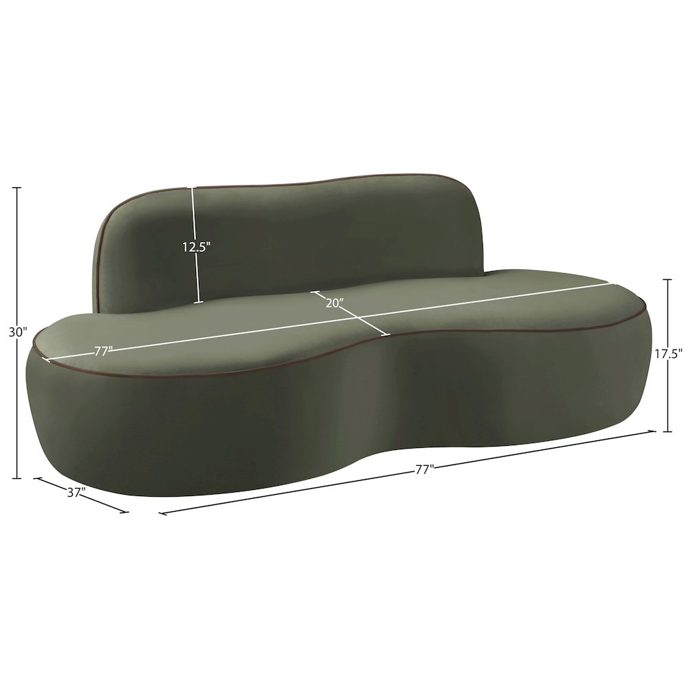 Swerve 77" Green Velvet Upholstered Loveseat