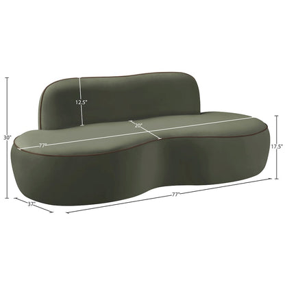 Swerve 77" Green Velvet Upholstered Loveseat