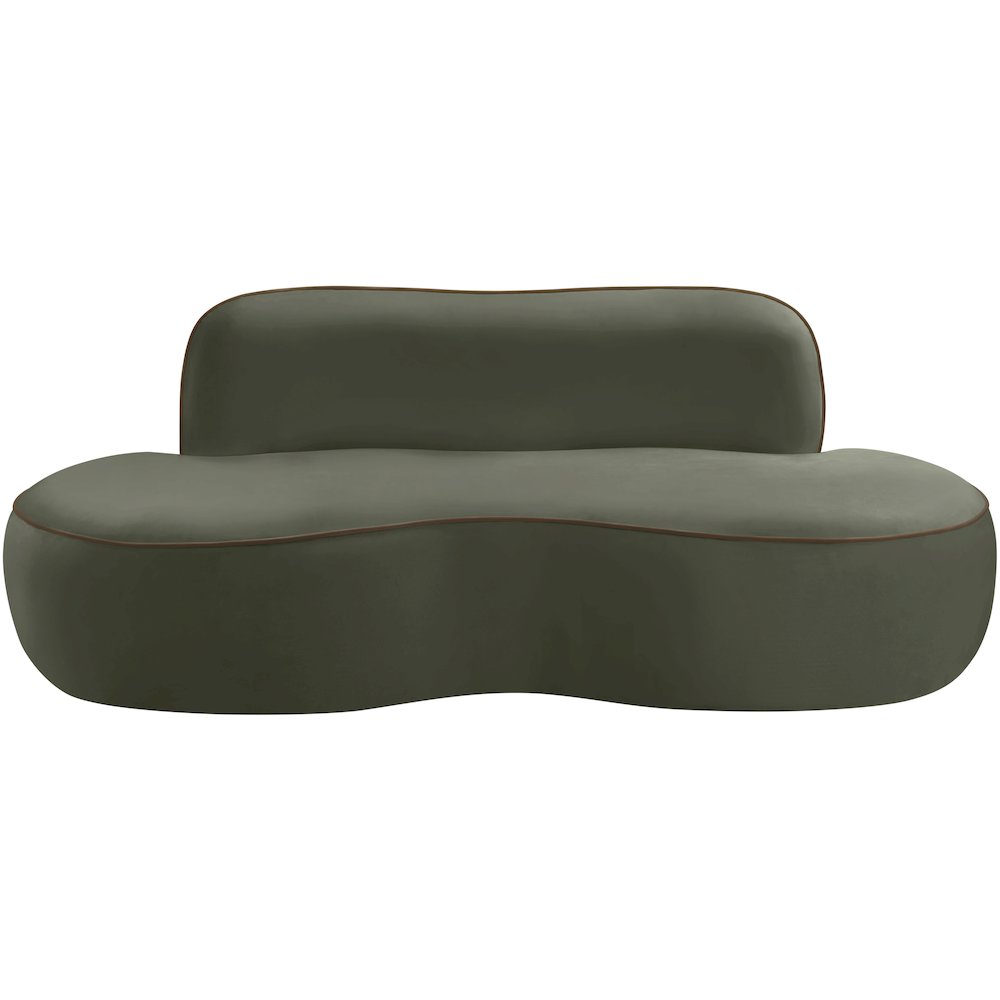 Swerve 77" Green Velvet Upholstered Loveseat