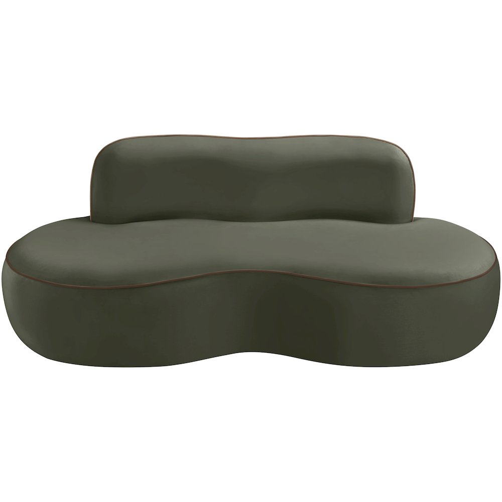 Swerve 77" Green Velvet Upholstered Loveseat