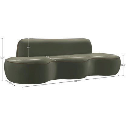 Swerve 100" Green Velvet Upholstered Sofa