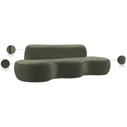 Swerve 100" Green Velvet Upholstered Sofa
