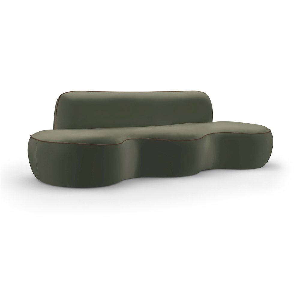Swerve 100" Green Velvet Upholstered Sofa