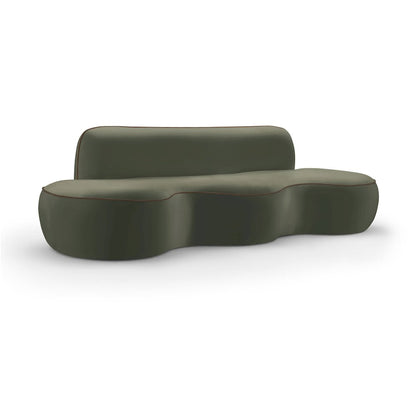 Swerve 100" Green Velvet Upholstered Sofa