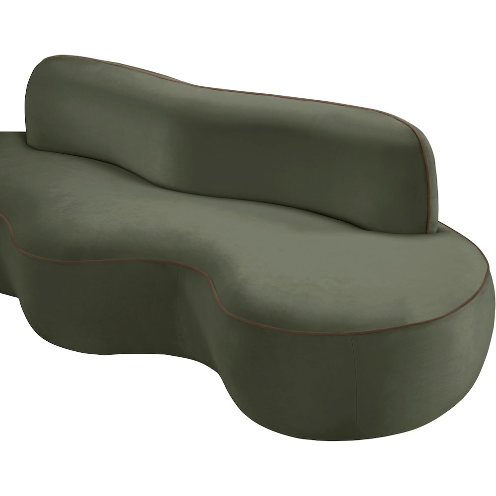Swerve 100" Green Velvet Upholstered Sofa