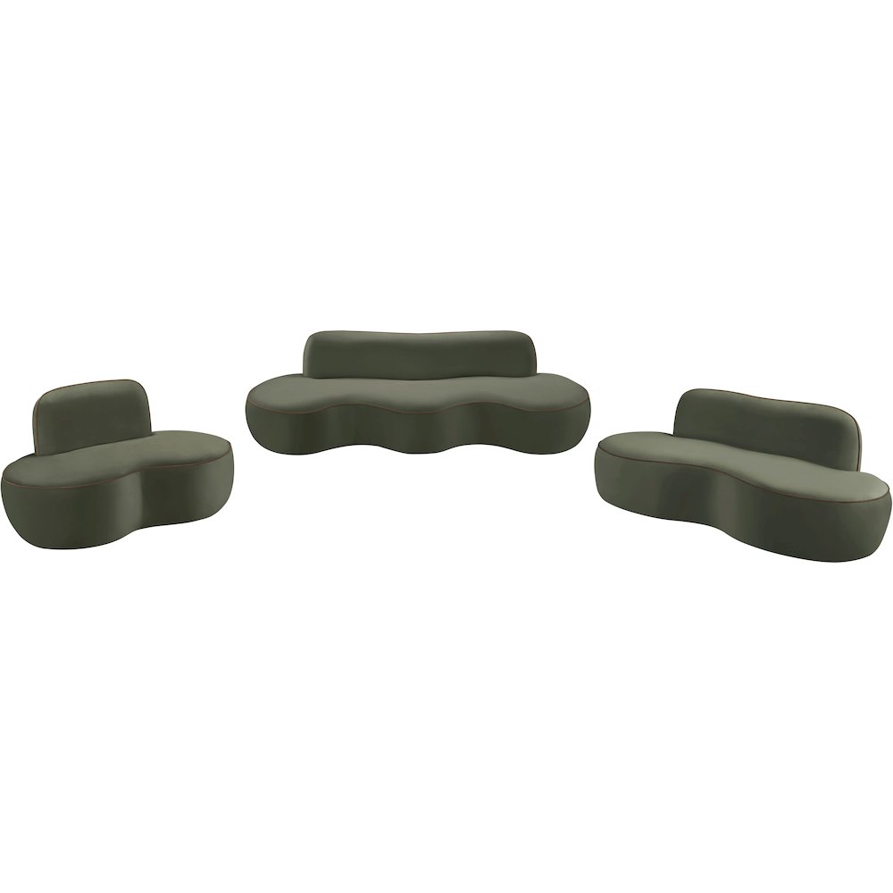 Swerve 100" Green Velvet Upholstered Sofa