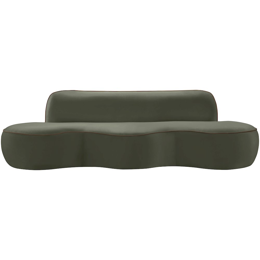 Swerve 100" Green Velvet Upholstered Sofa