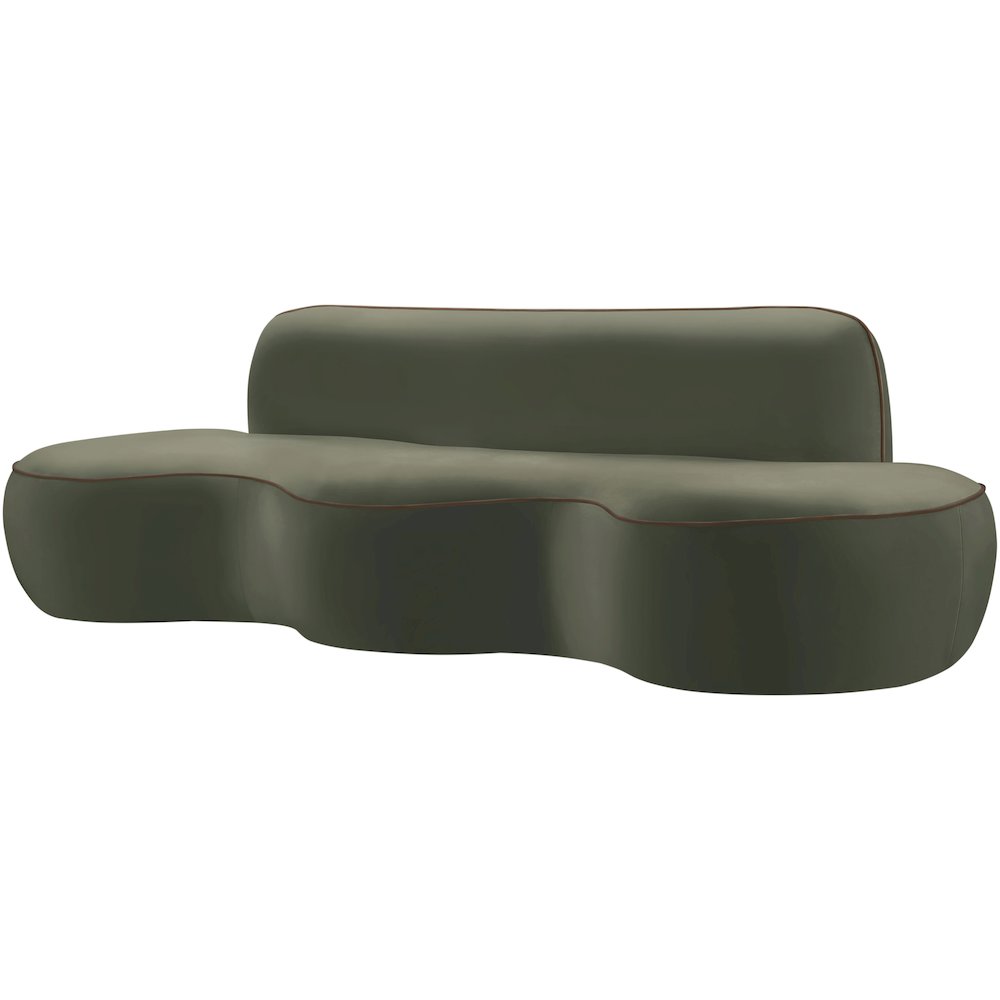 Swerve 100" Green Velvet Upholstered Sofa
