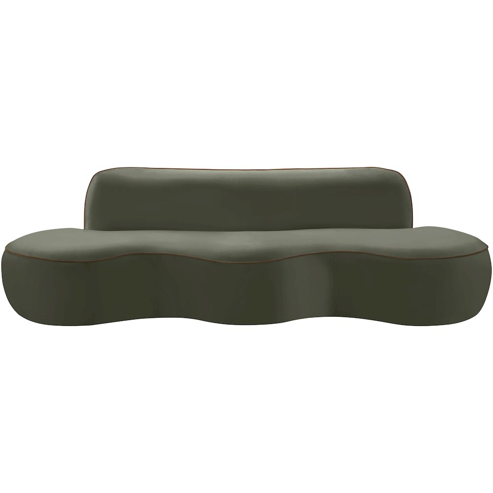 Swerve 100" Green Velvet Upholstered Sofa