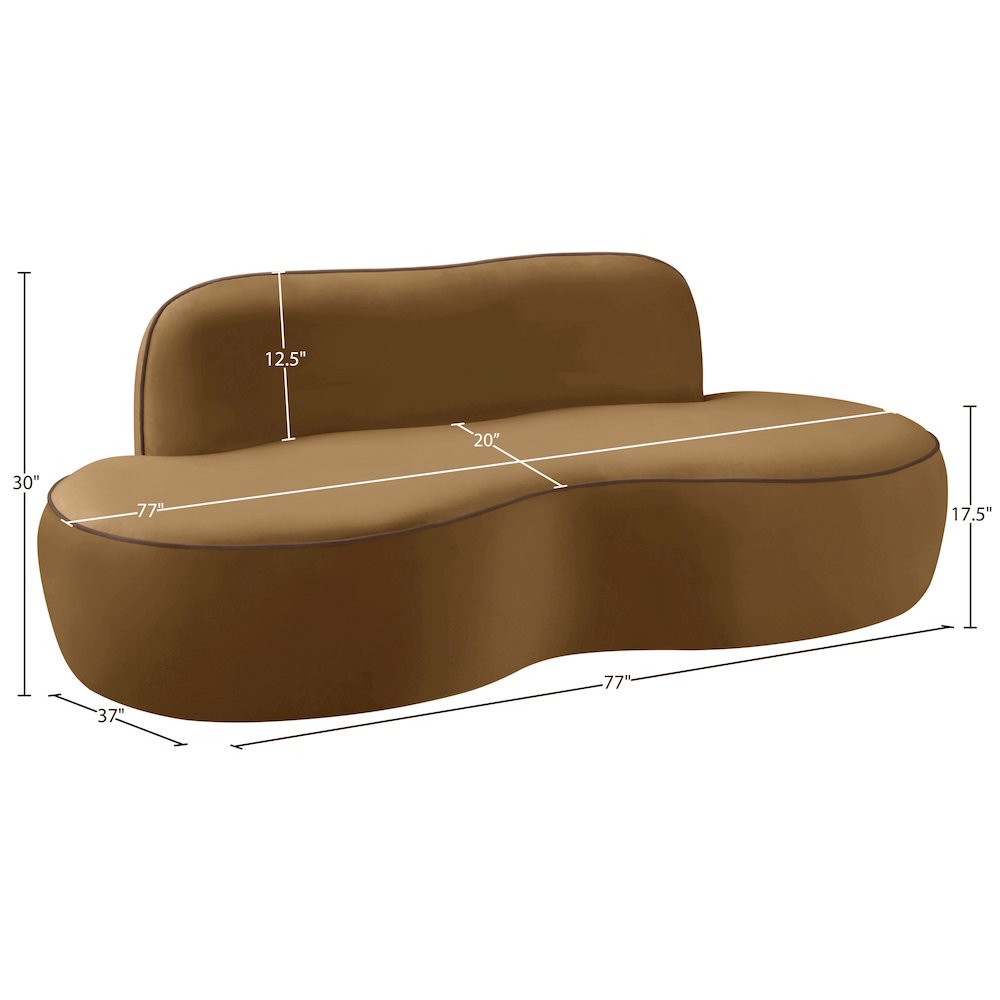 Swerve 77" Saddle Velvet Upholstered Loveseat