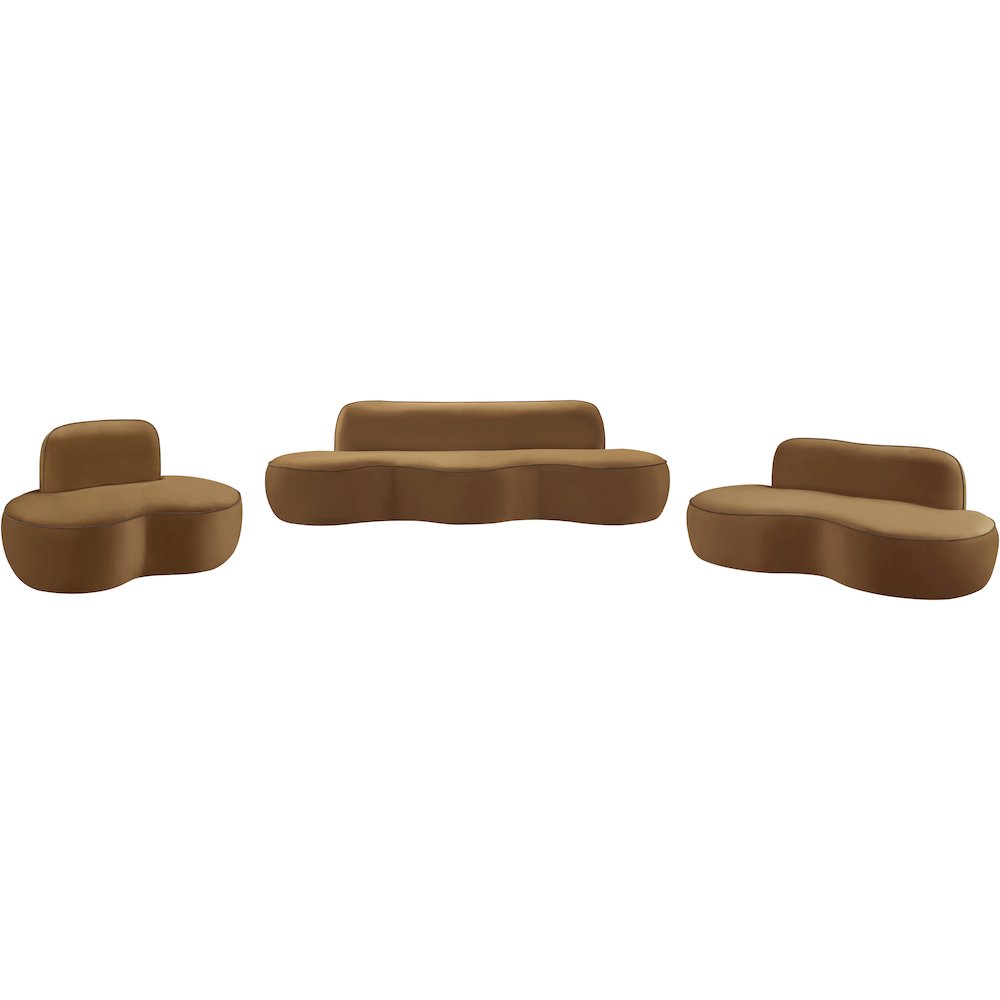 Swerve 77" Saddle Velvet Upholstered Loveseat