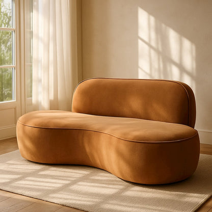 Swerve 77" Saddle Velvet Upholstered Loveseat