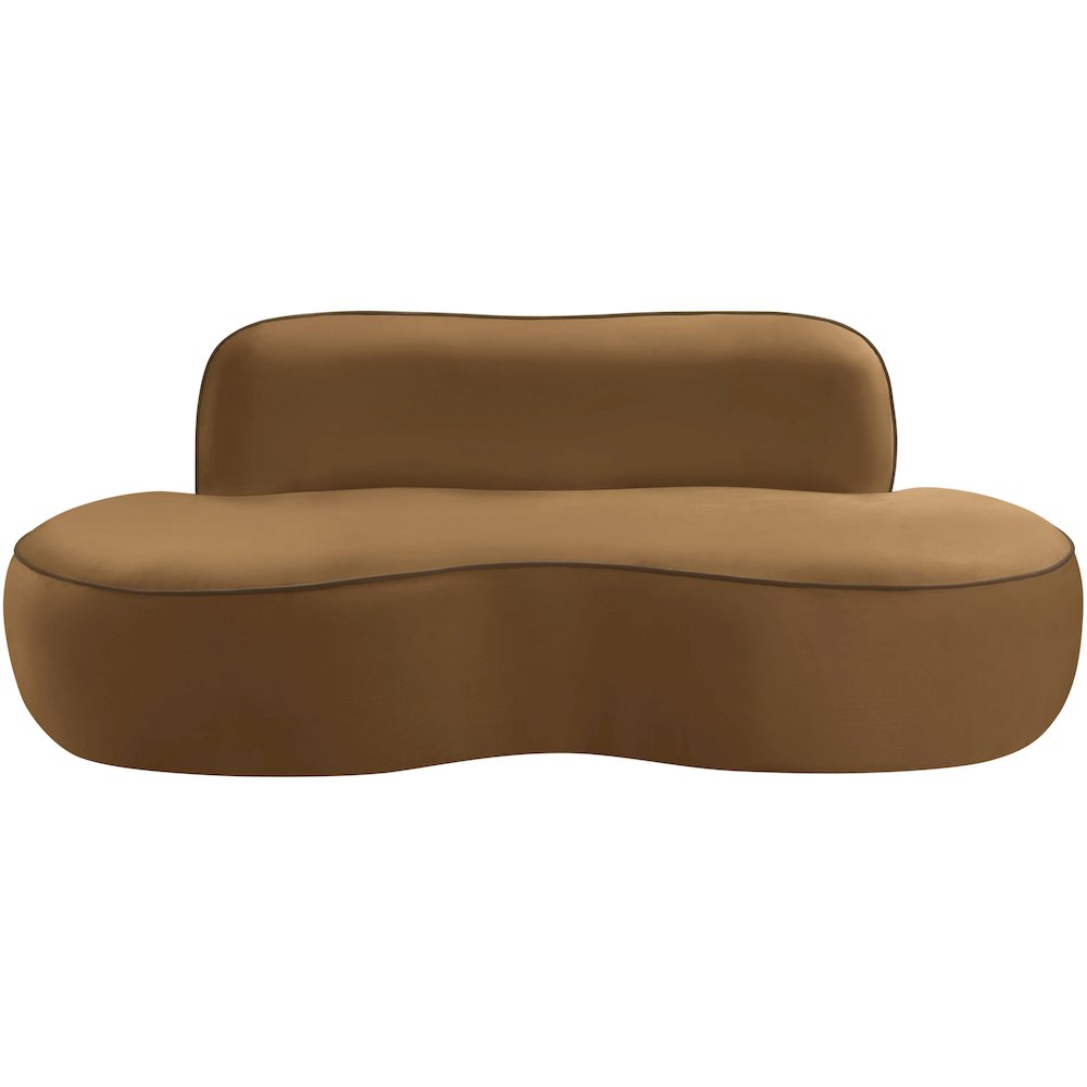 Swerve 77" Saddle Velvet Upholstered Loveseat