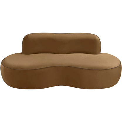 Swerve 77" Saddle Velvet Upholstered Loveseat