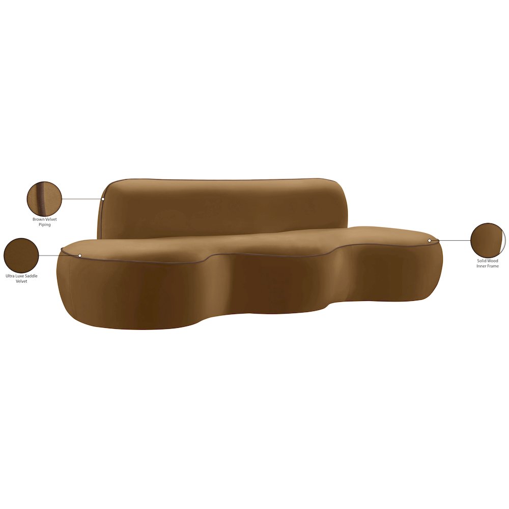 Swerve 100" Saddle Velvet Upholstered Sofa