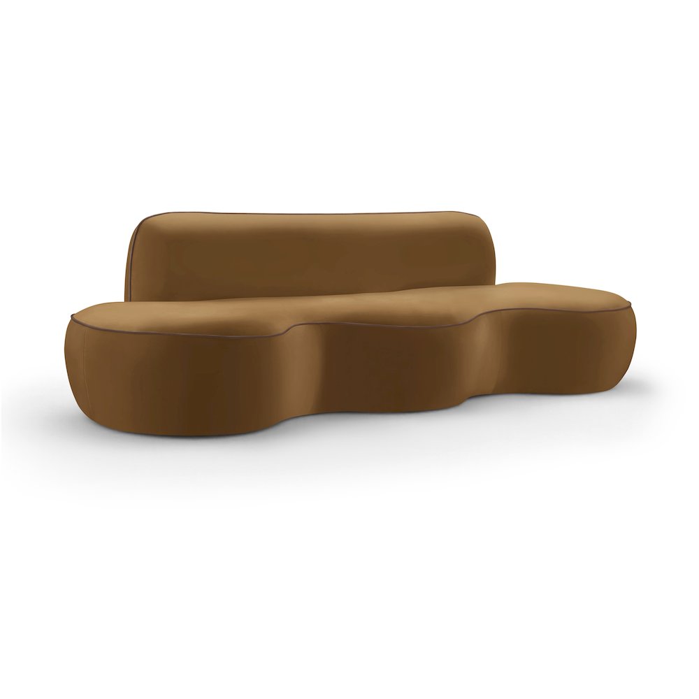 Swerve 100" Saddle Velvet Upholstered Sofa